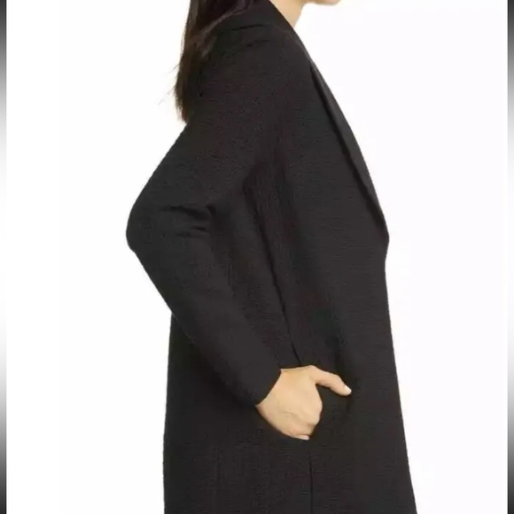 EILEEN FISHER Black Open Waffle Texture Tencel Jacket Lightweight Sz XXS/TTP - Picture 2 of 9